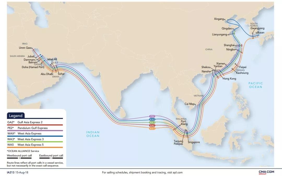 apl亚洲区域内航线网络