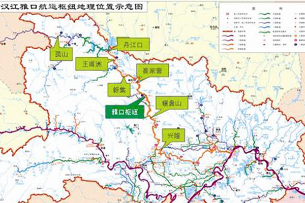 汉江雅口航运枢纽地理位置示意图